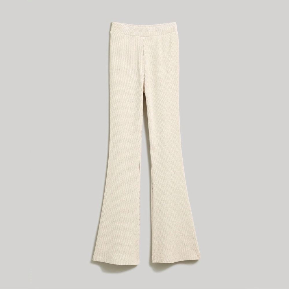 Madewell MWL Ribbed Pull-On‎ Flare Pants in Heather Summer Dune